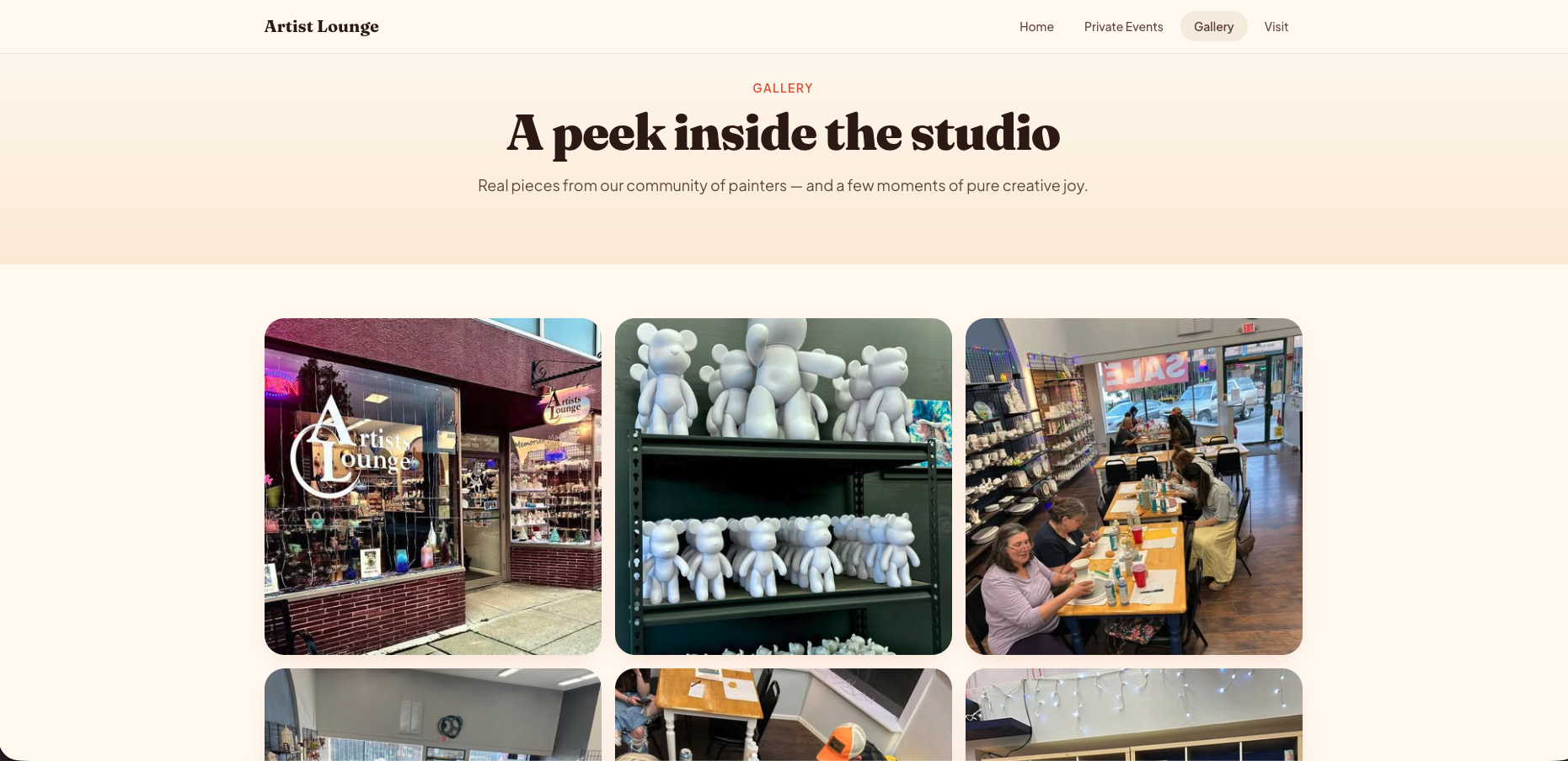 Artist Lounge gallery website